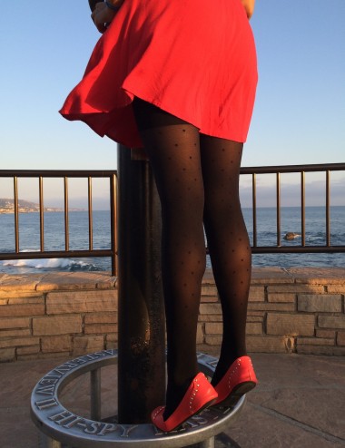 The perfect tights - resistant, shaping, light compression, black with dots