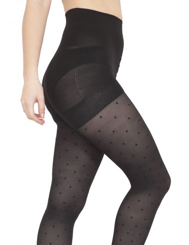 The perfect tights - resistant, shaping, light compression, black with dots