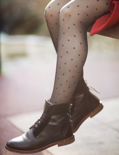 Le collant jambes légères - glamour, doux, confortable motif plumetis carrés