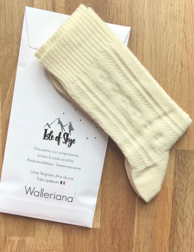 Les chaussettes parfaites - non comprimantes, sans élastique, thermorégulatrices, chaussettes  en laine peignée Skye Ecrues
