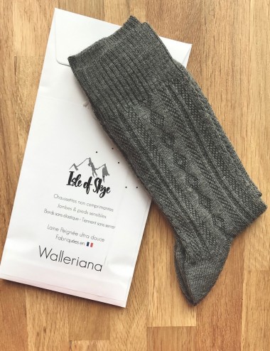 Les chaussettes parfaites - non comprimantes, sans élastique, thermorégulatrices, chaussettes  en laine peignée Skye grises