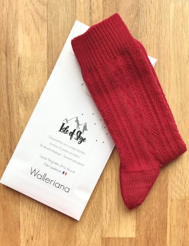 Les chaussettes parfaites - non comprimantes, sans élastique, thermorégulatrices, chaussettes  en laine peignée Skye rouges
